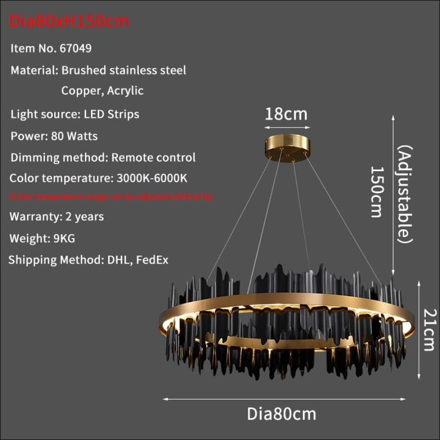 Midnight Shadow Chandelier - Dia80cm / Stepless dimming -