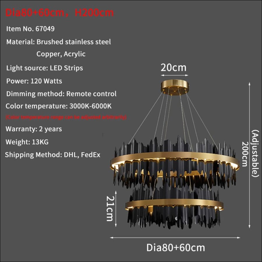Midnight Shadow Chandelier - Dia80x60cm / Stepless dimming -