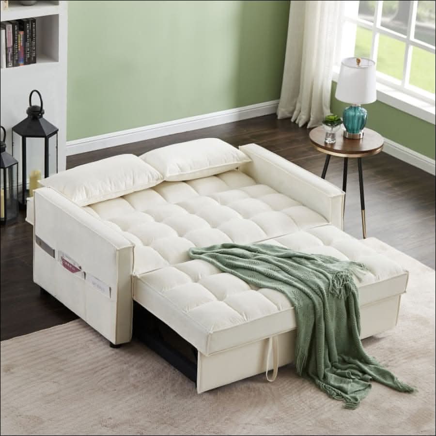 sofa - Modern Comfort Velvet Pull Out Couch, Sleeper Sofa - hausgem