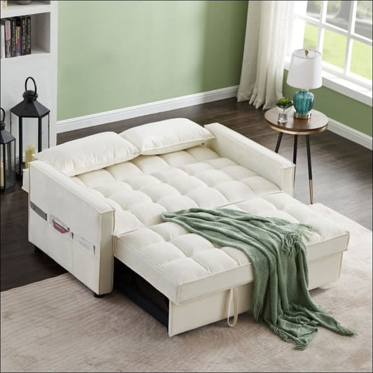 sofa - Modern Comfort Velvet Pull Out Couch, Sleeper Sofa - hausgem