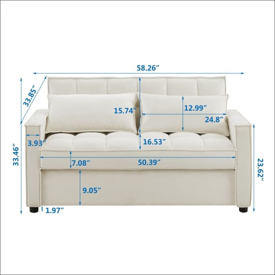 sofa - Modern Comfort Velvet Pull Out Couch, Sleeper Sofa - hausgem