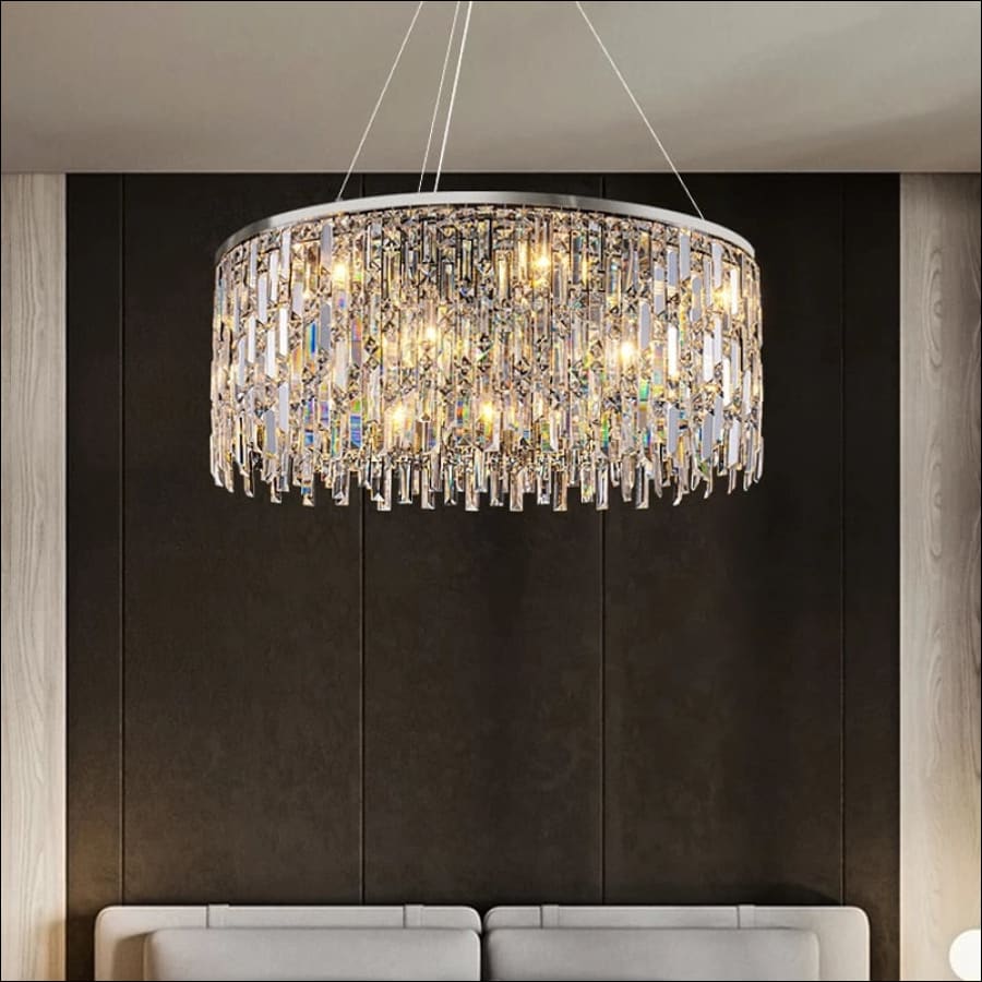 Crystal Revolve Chandelier LED - crystal chandelier, bedroom chandelier, dining room chandelier, kitchen chandelier, living room chandelier, modern chandelier, unique chandelier - hausgem - united states - sliver - round