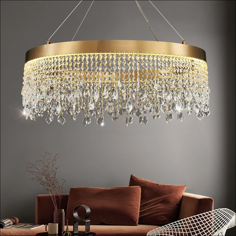 Modern Gold Chandelier for Living Room Luxury Round led