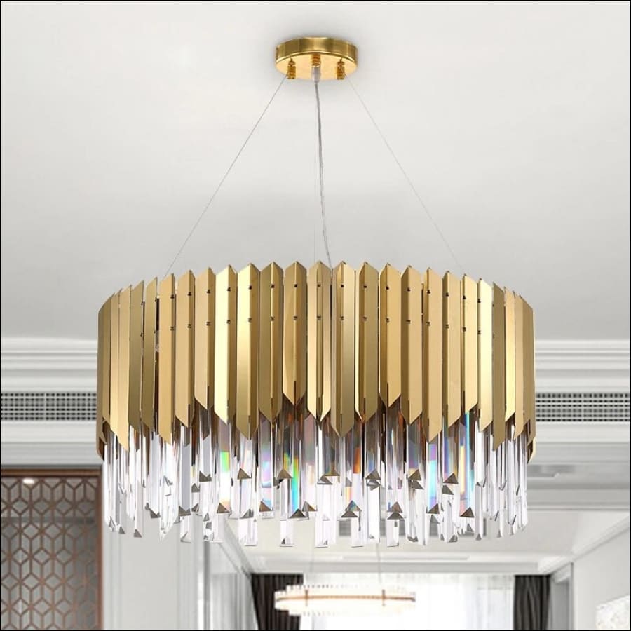 Modern Gold Led Chandelier for Living Room Bedroom Round