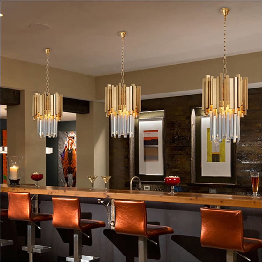 Modern Gold Rectangle Chandelier For Indoor Kitchen Island