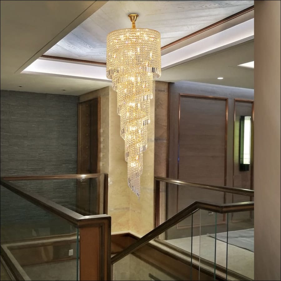 Modern Large Crystal Stair Chandelier for Luxury High House