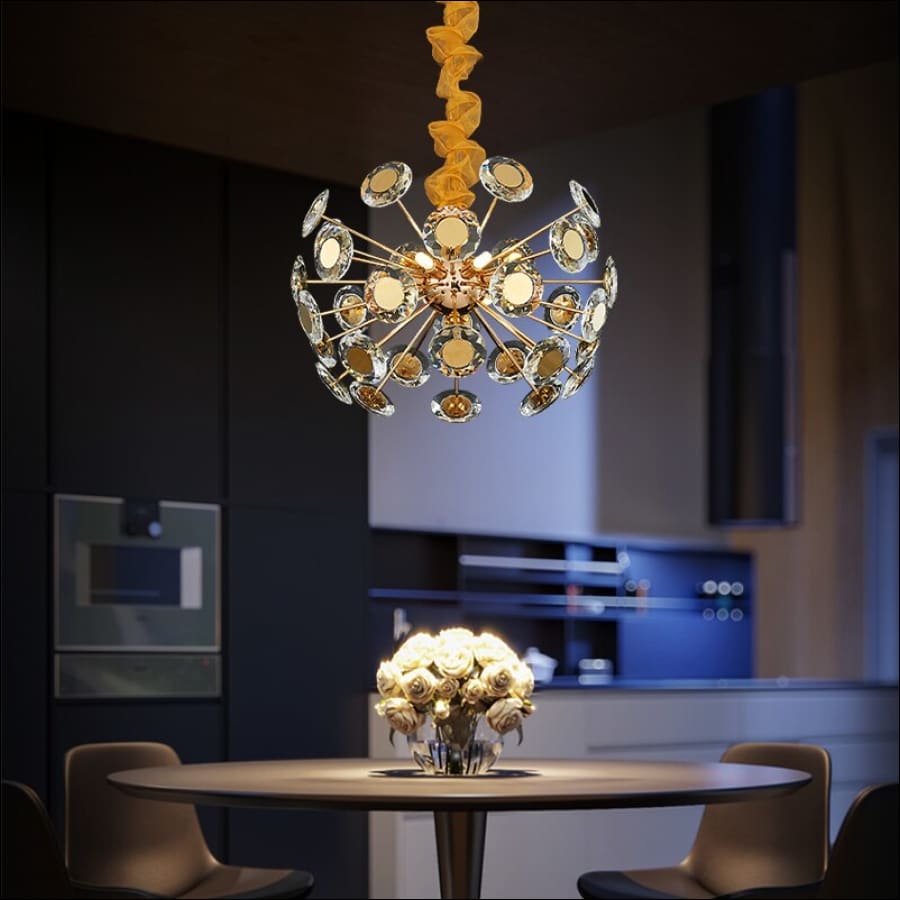 Crystal Nova Chandelier LED - crystal chandelier, bedroom chandelier, dining room chandelier, kitchen chandelier, modern chandelier, unique chandelier - hausgem - united states - gold