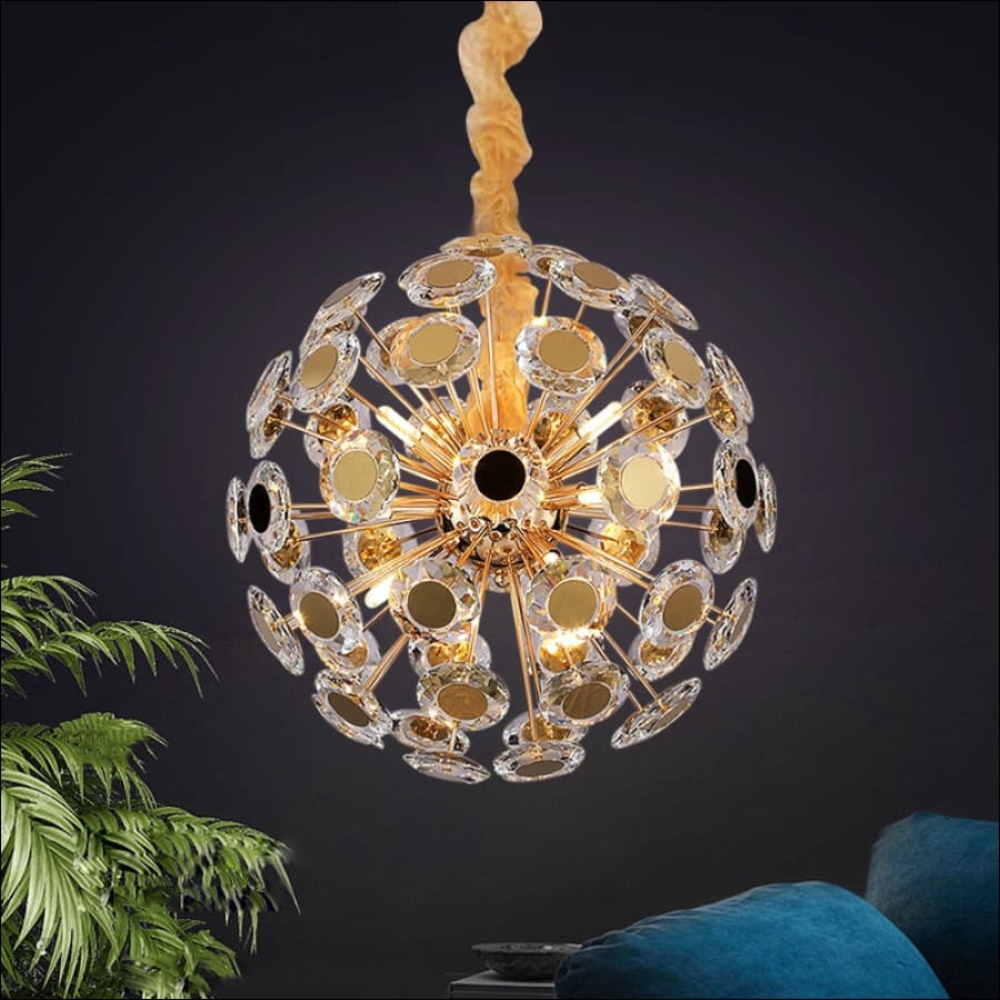 Crystal Nova Chandelier LED - crystal chandelier, bedroom chandelier, dining room chandelier, kitchen chandelier, living room chandelier, modern chandelier, unique chandelier - hausgem - united states - gold - close up