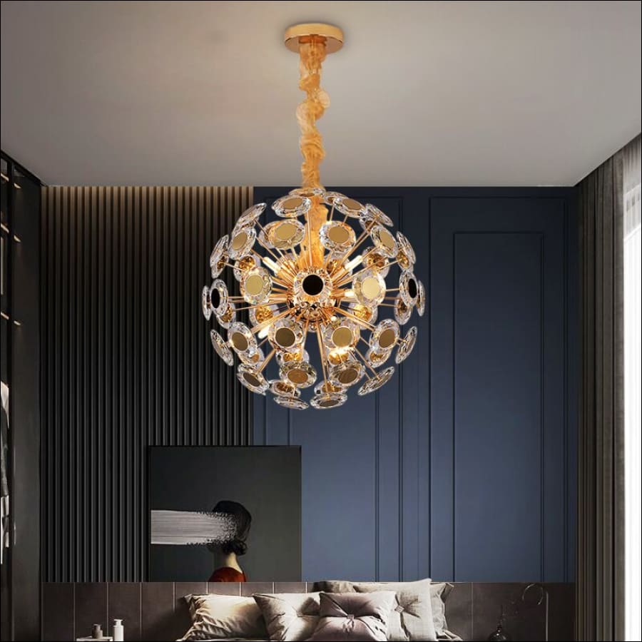 Crystal Nova Chandelier LED - crystal chandelier, bedroom chandelier, dining room chandelier, kitchen chandelier, living room chandelier, modern chandelier, unique chandelier - hausgem - united states - gold