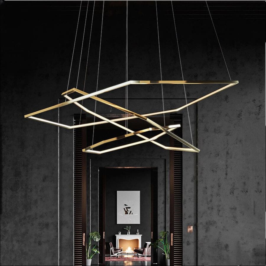 Modern Led Chandelier Design Gold Polygonal Irregular