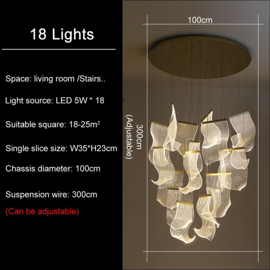 Modern Led Hanging Chandelier For Luxury Villa Staircase