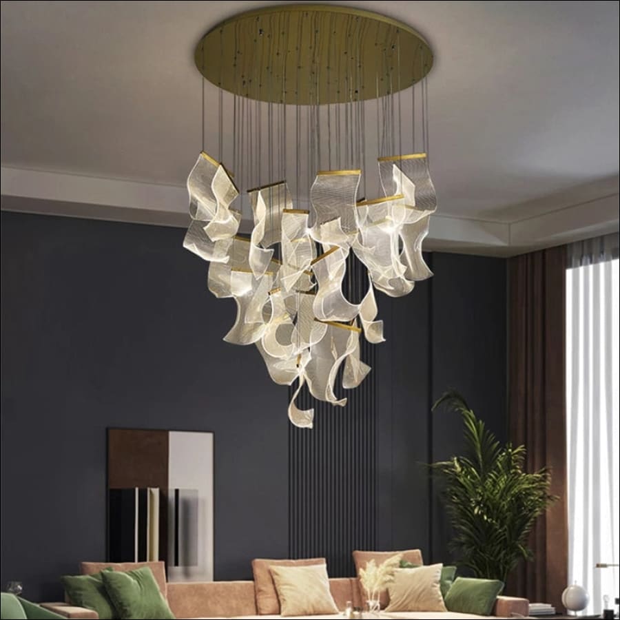 Modern Led Hanging Chandelier For Luxury Villa Staircase