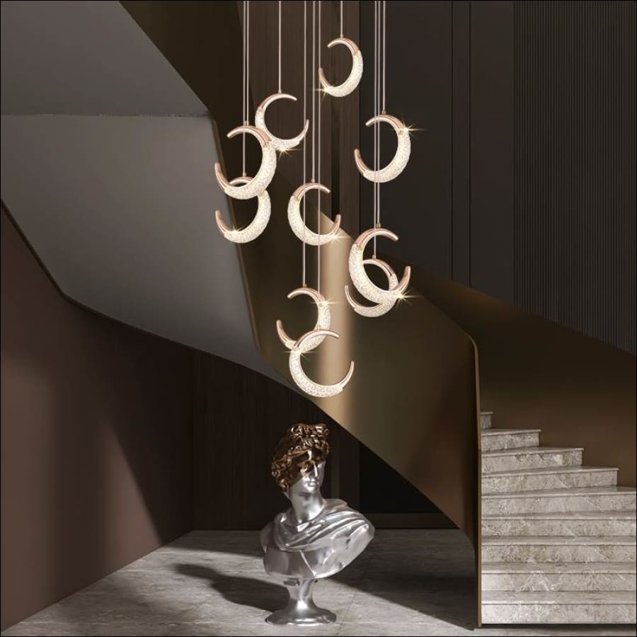 Crescent Luna Moon Aura Chandelier - entry way chandelier - stairway chandelier - hausgem - united states