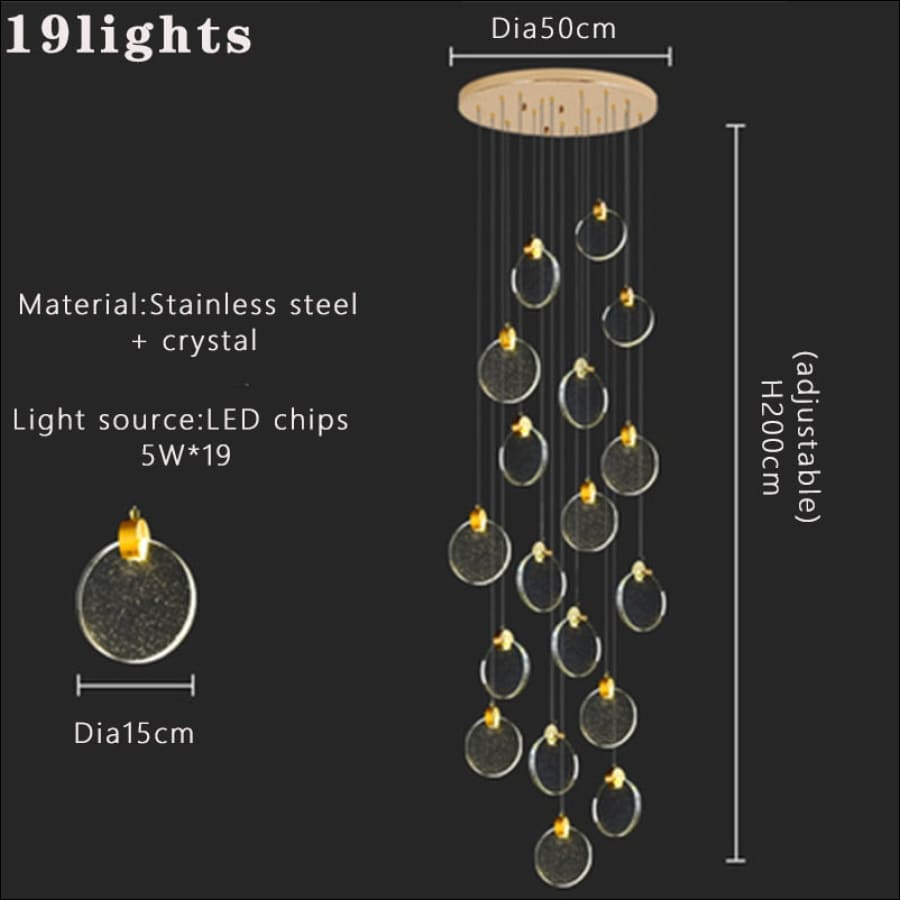 Modern Luxury Crystal LED Chandeliers Long Stair Living Room