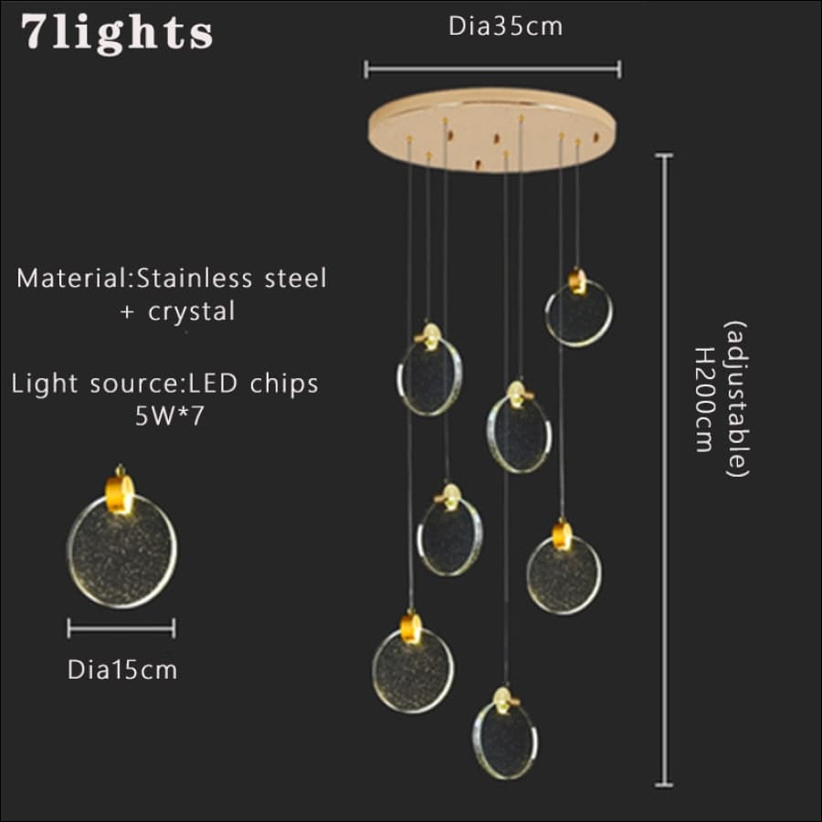 Modern Luxury Crystal LED Chandeliers Long Stair Living Room