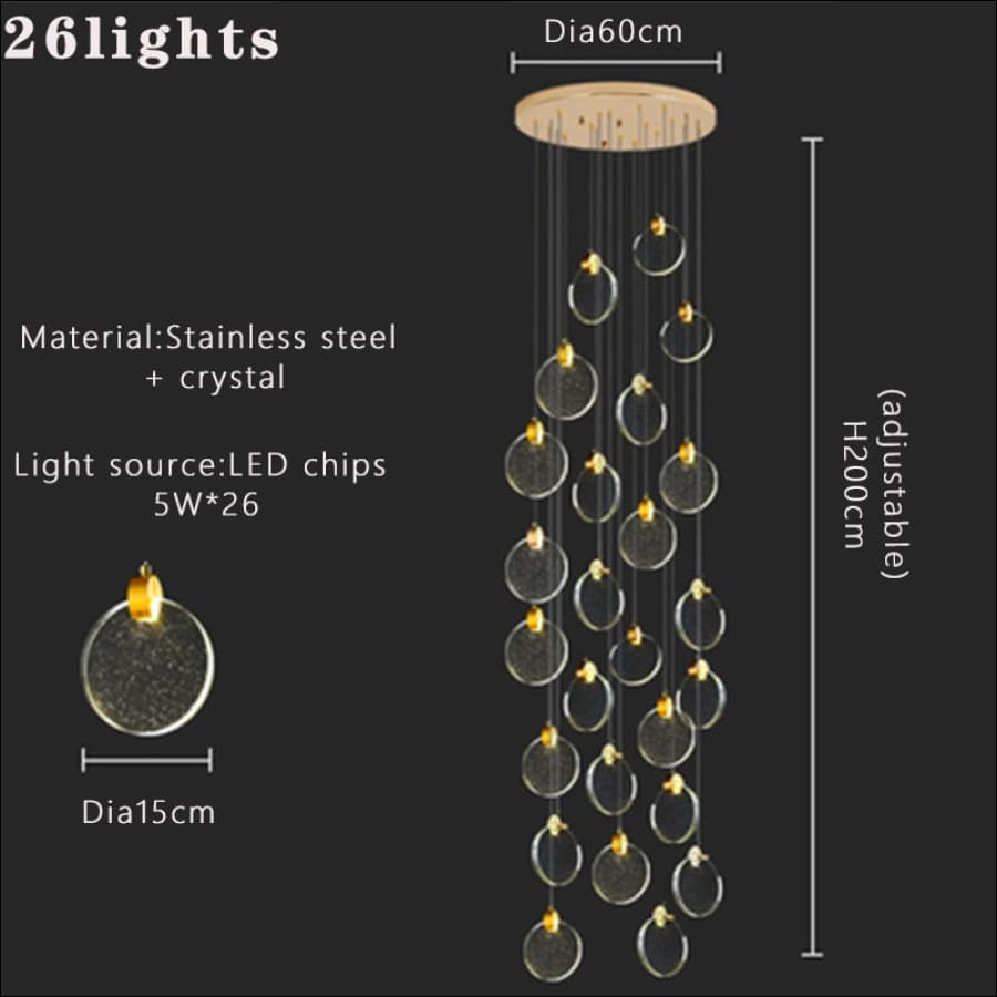 Modern Luxury Crystal LED Chandeliers Long Stair Living Room