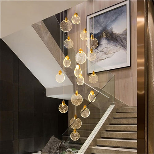 Modern Luxury Crystal LED Chandeliers Long Stair Living Room