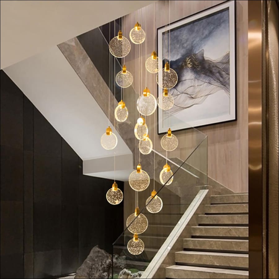 Modern Luxury Crystal LED Chandeliers Long Stair Living Room