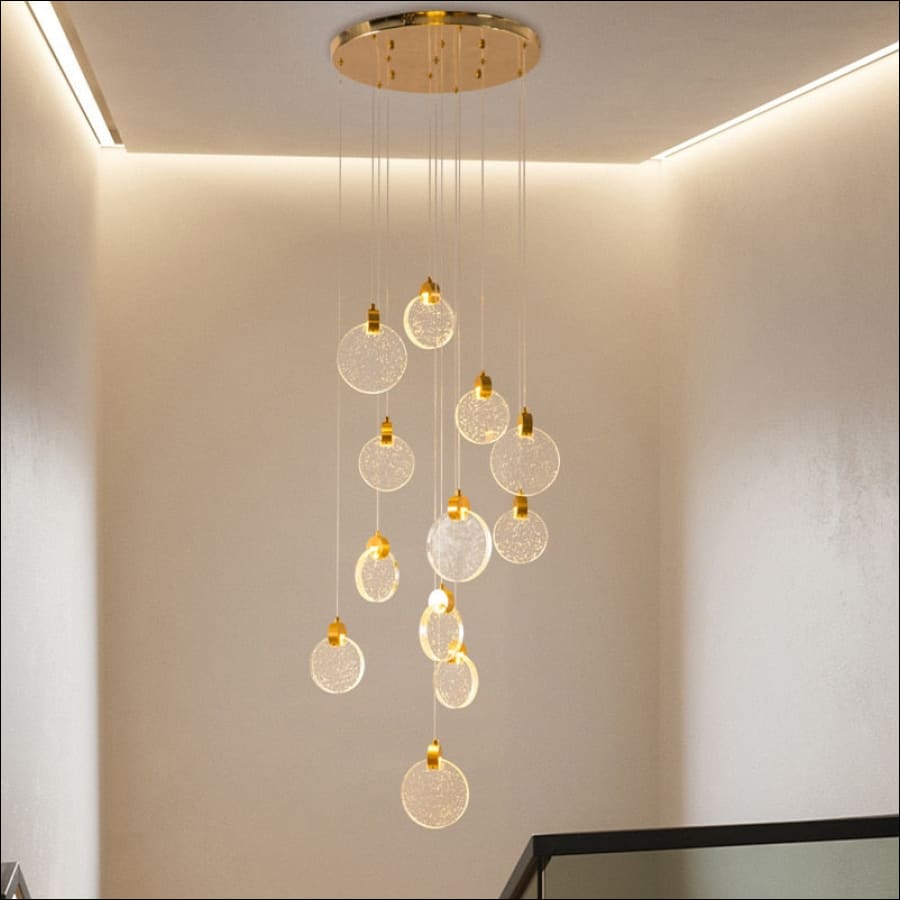 Modern Luxury Crystal LED Chandeliers Long Stair Living Room