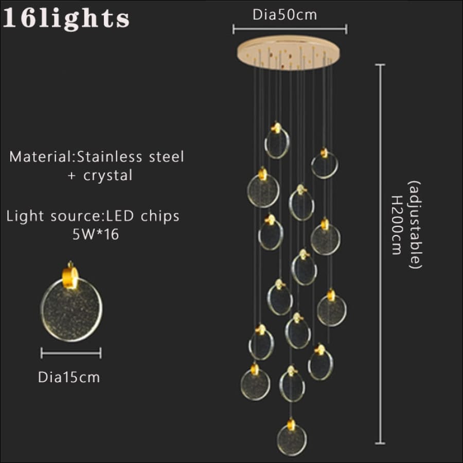 Modern Luxury Crystal LED Chandeliers Long Stair Living Room