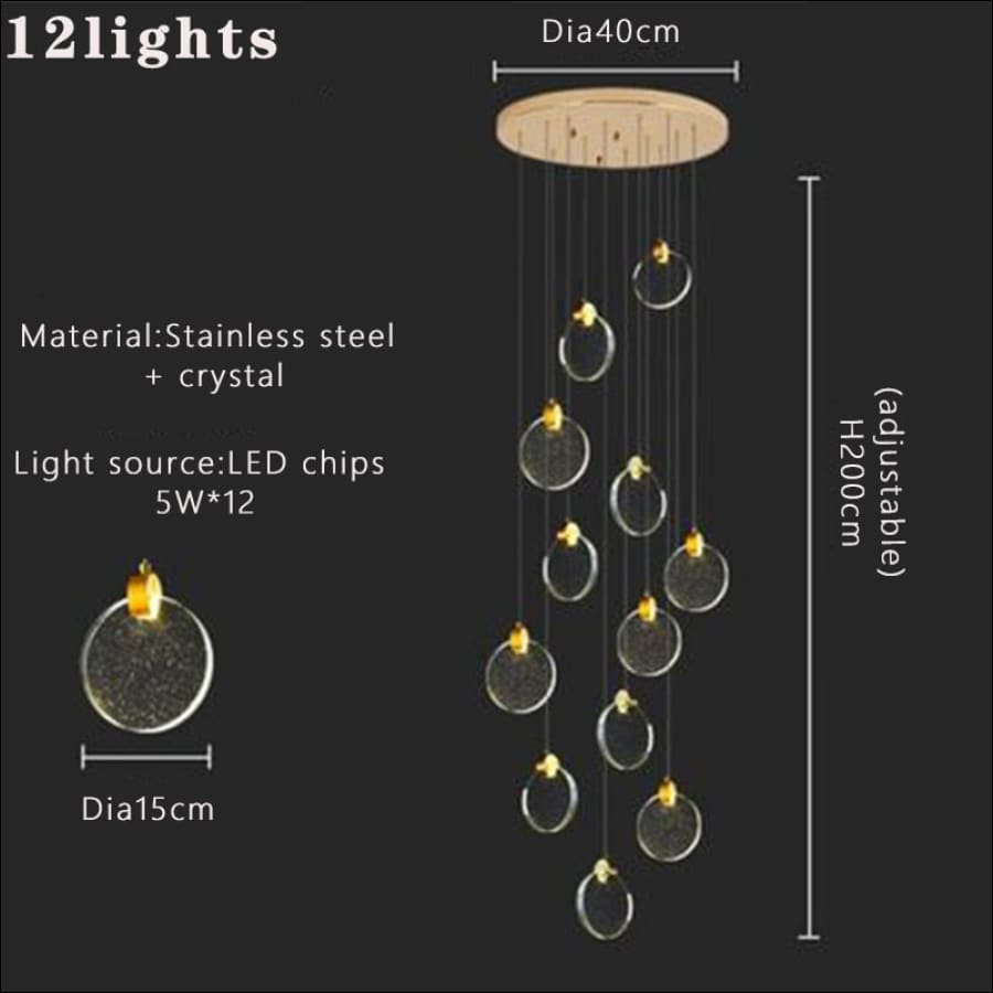 Modern Luxury Crystal LED Chandeliers Long Stair Living Room
