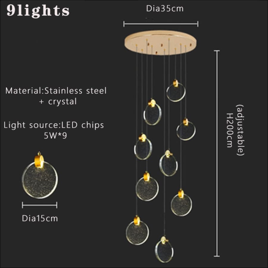 Modern Luxury Crystal LED Chandeliers Long Stair Living Room