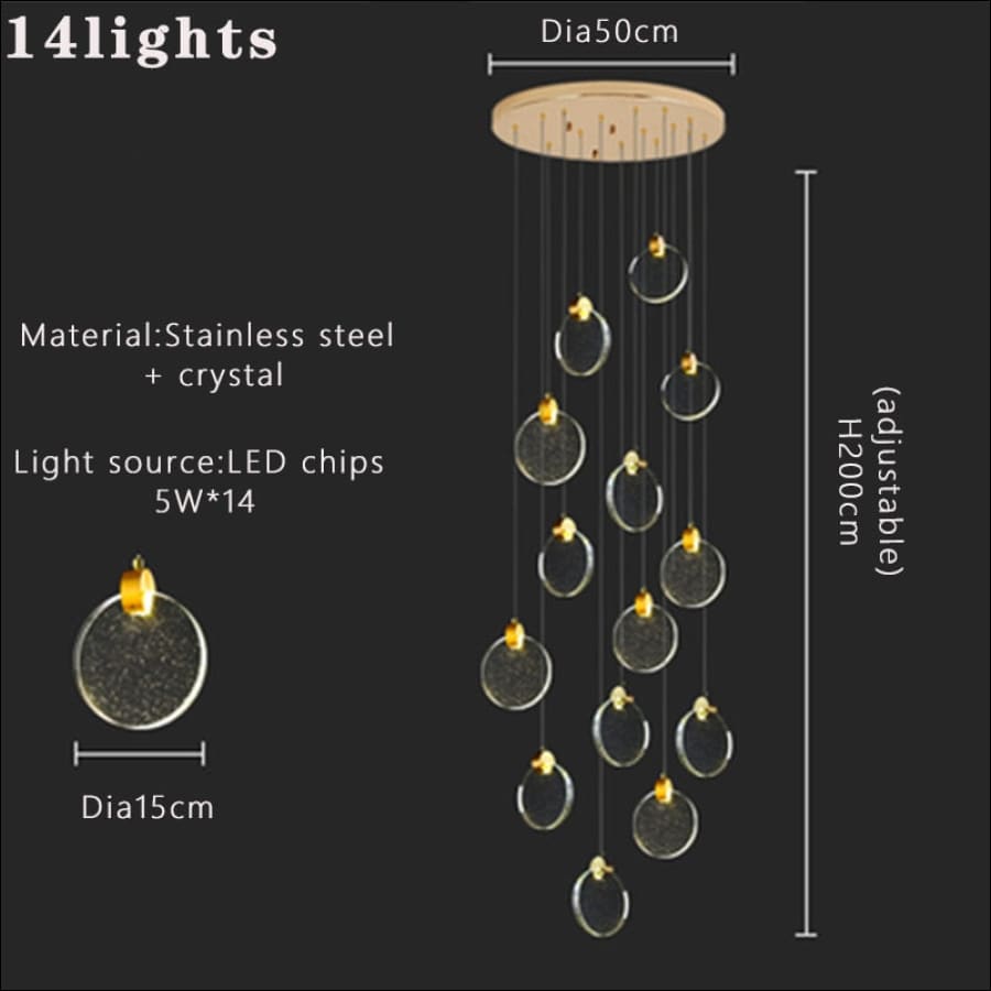 Modern Luxury Crystal LED Chandeliers Long Stair Living Room