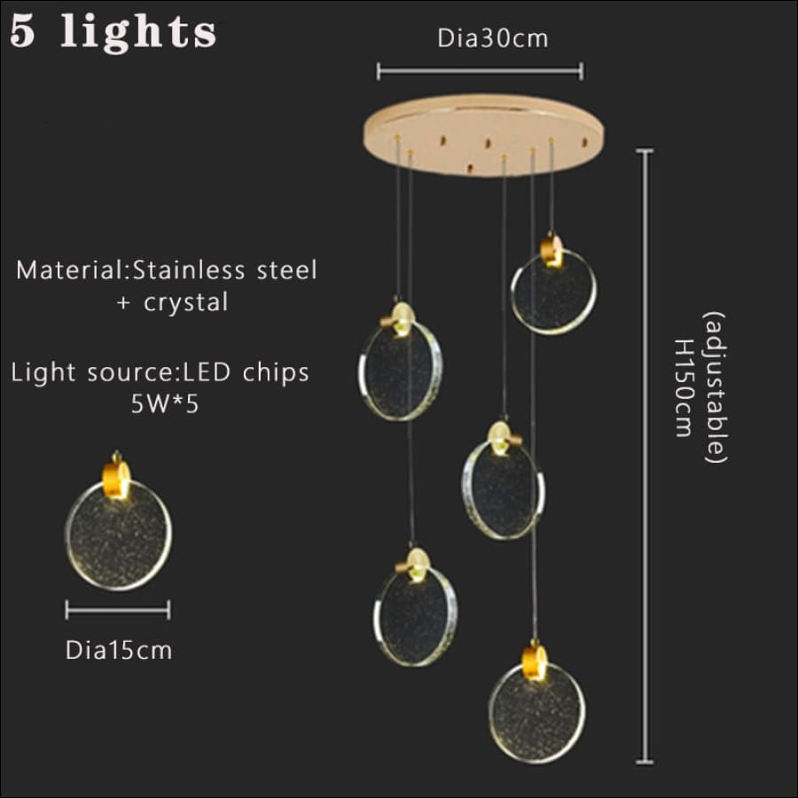 Modern Luxury Crystal LED Chandeliers Long Stair Living Room