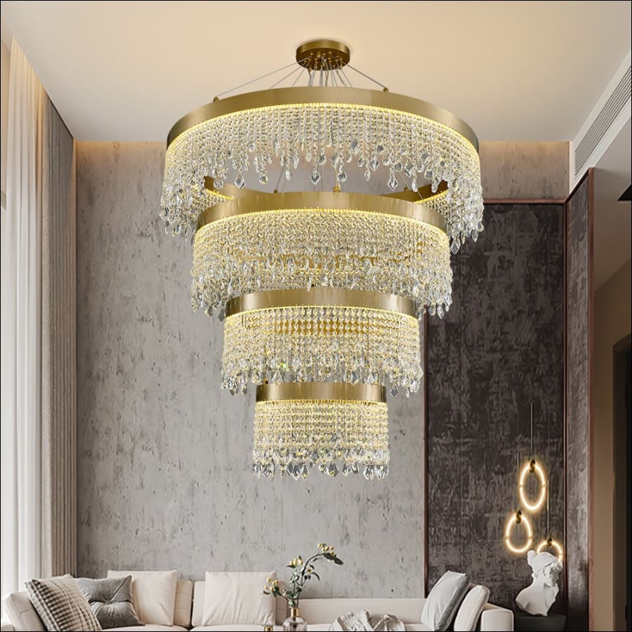 Modern Luxury Golden Crystal Chandelier Round Indoor Kitchen