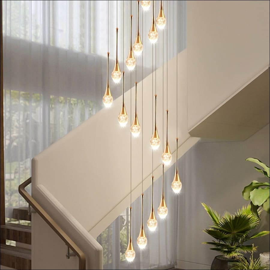 Comet Tear Drop Grand Entry Way Chandelier - hausgem - united states - gold - staircase chandelier