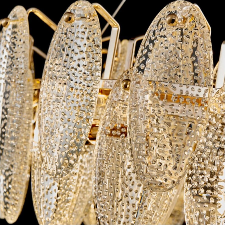 Modern Rectangle Crystal Chandelier Lighting for Living Room - speckled textured glass - hausgem - united states - dining room chandelier - close up view of crystal and hardware