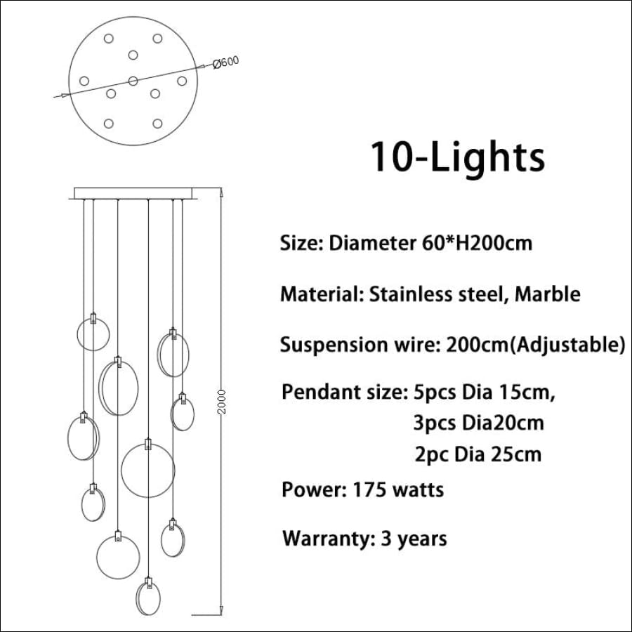 Modern Spiral Chandelier Creative Design Marble Lamp for