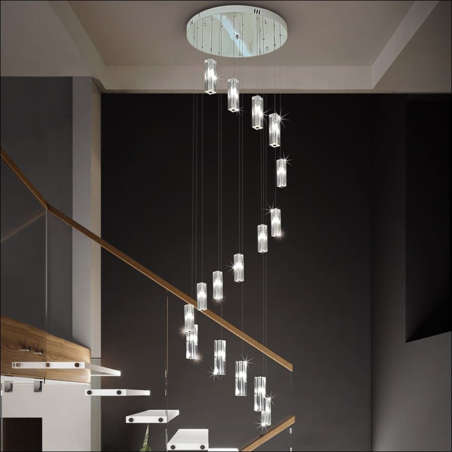Crystal Wind Chime Chandelier - dripping chandelier, dangling chandelier - Modern Spiral Chandelier Staircase Duplex Loft - crystal chandelier, bedroom chandelier, dining room chandelier, kitchen chandelier, living room chandelier, modern chandelier, unique chandelier - hausgem - united states 