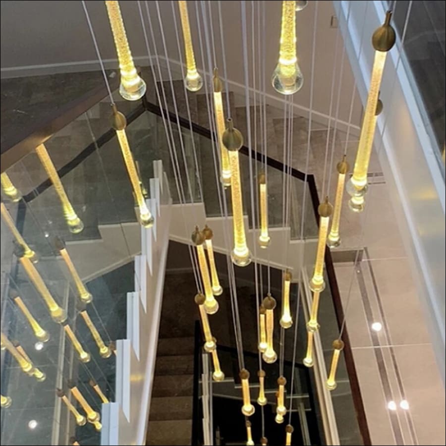 Crystal Rain Comet Chandelier - crystal chandelier, bedroom chandelier, stair way chandelier, entry way chandelier, living room chandelier, modern chandelier, unique chandelier - hausgem - united states - gold - spiral chandelier