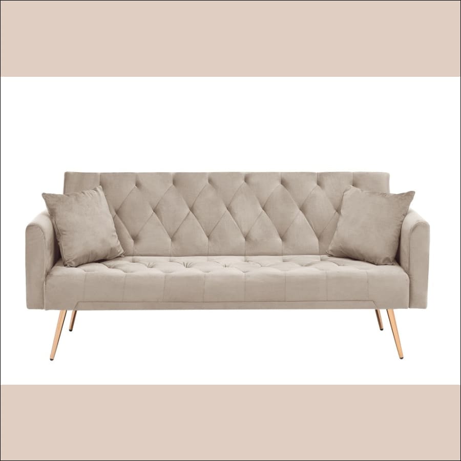 Multifunctional Soft Velvet Futon Couch/ Sofa Bed - Beige /