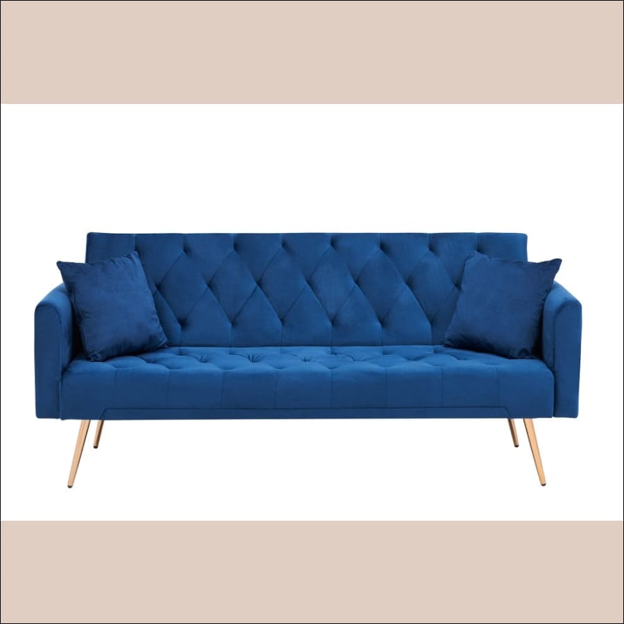 Multifunctional Soft Velvet Futon Couch/ Sofa Bed - Blue /