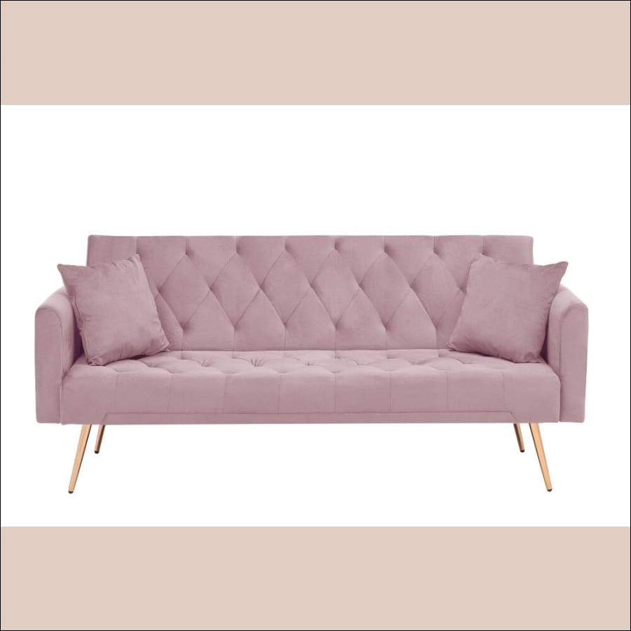 Multifunctional Soft Velvet Futon Couch/ Sofa Bed - Pink /