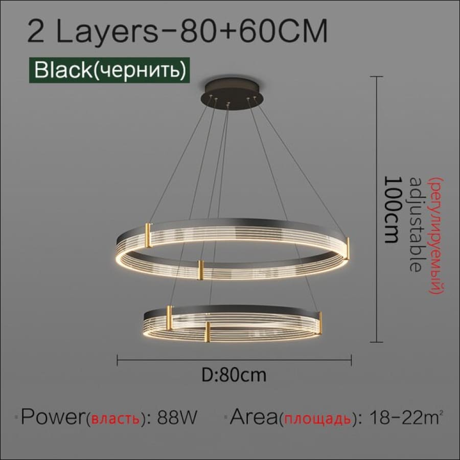 Prince Rings Chandelier - Dia80x60cm / Not dimmable / Warm