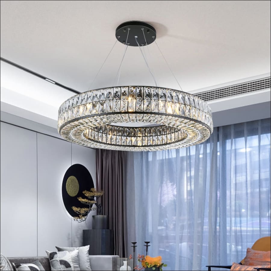 Round Crystal Chandelier Modern Luxury Light Fixture for