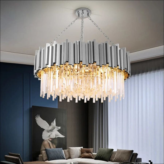Chandelier - Round Silver Led Crystal Chandelier - hausgem