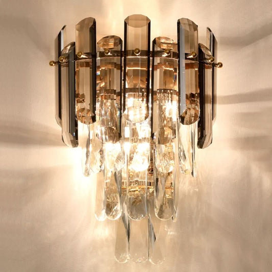 Wall Light - Smokey Crystal Wall Sconce - hausgem