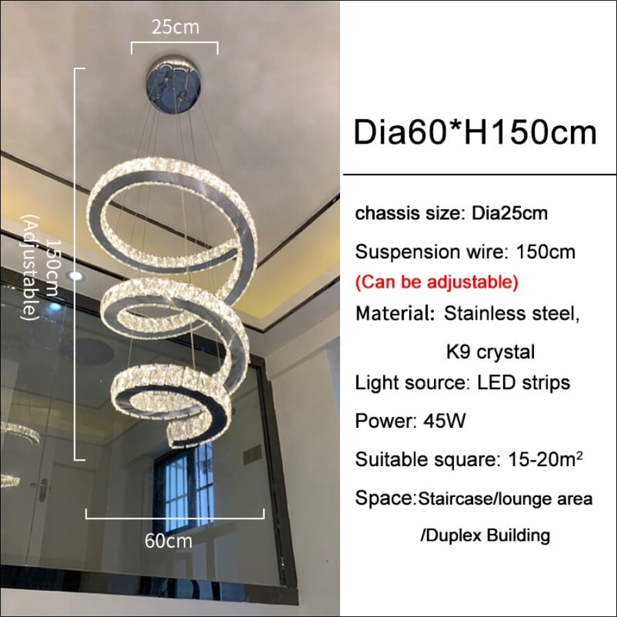 Spiral Stairway Chandelier - Dia60cm / Gold chandelier / Dim