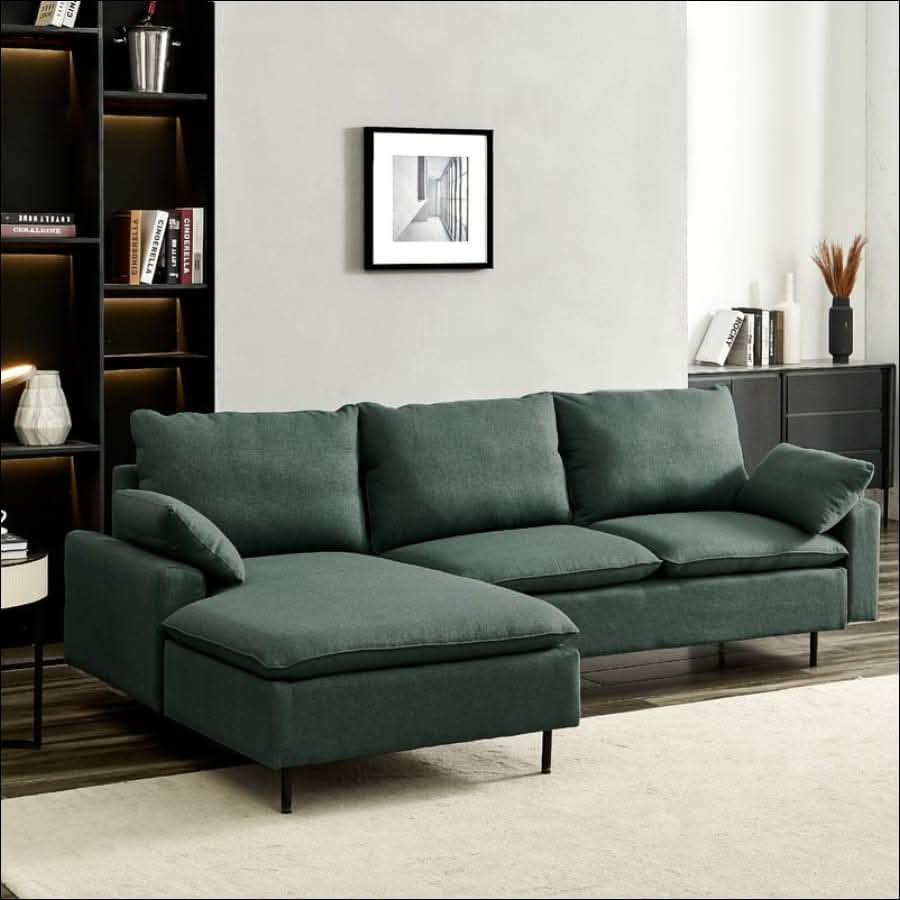 sofa - The Luxe Forest Green L Shaped Sofa Couch - hausgem