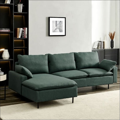 sofa - The Luxe Forest Green L Shaped Sofa Couch - hausgem