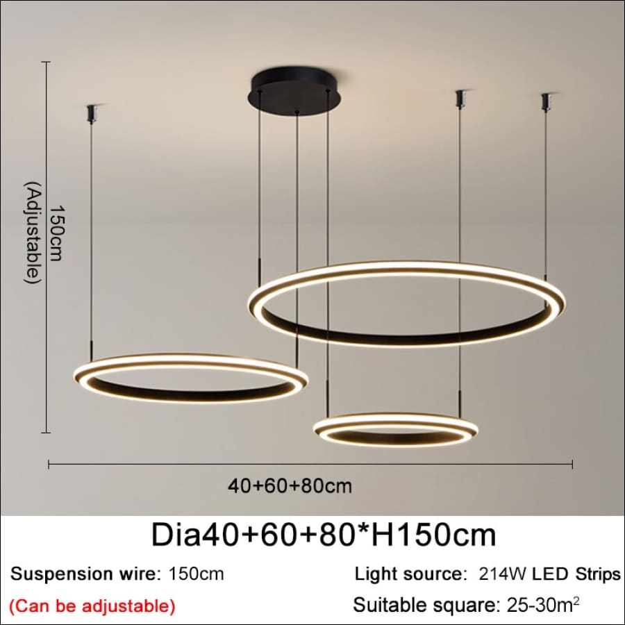 Triple Ring Chandelier - Dia40-60-80cm / NON Dimm Cool light
