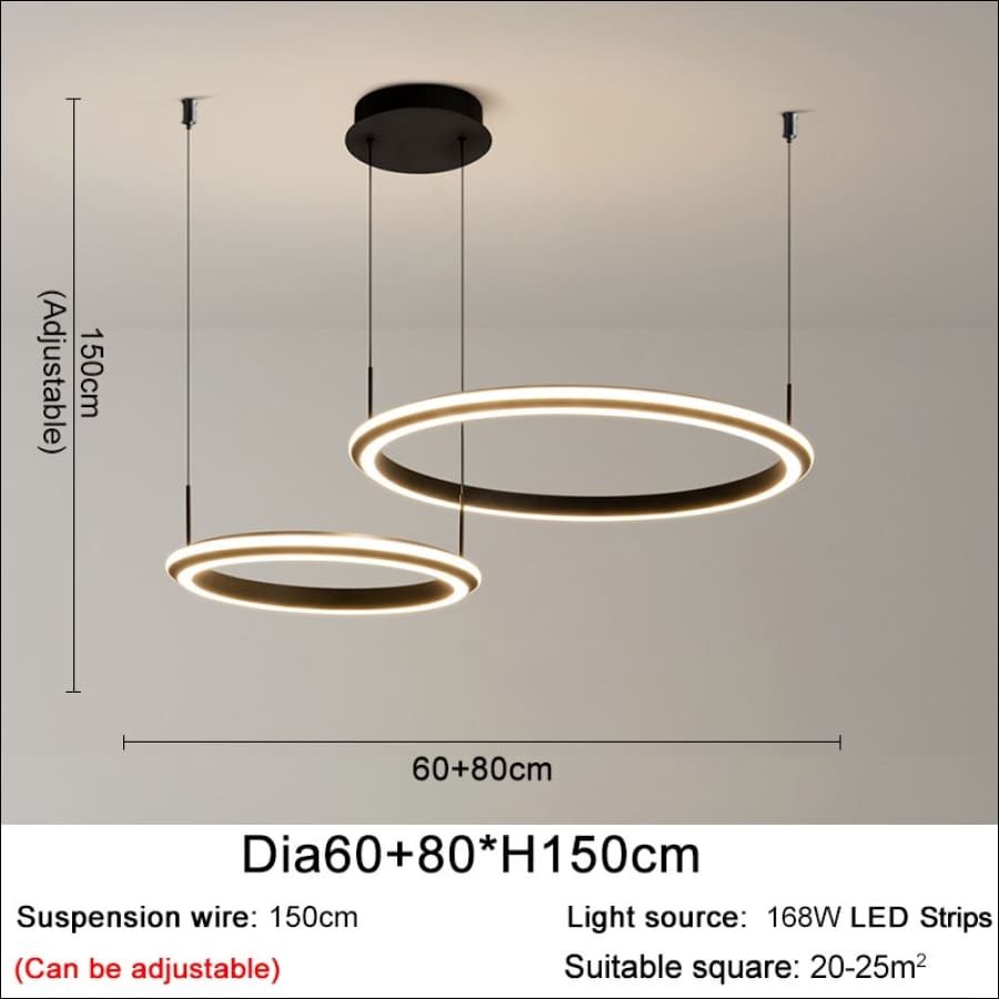 Triple Ring Chandelier - Dia60-80cm / NON Dimm Cool light -