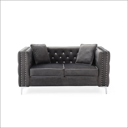 sofa - Two Piece Modern Velvet Living Room Set with Sofa and Loveseat - hausgem