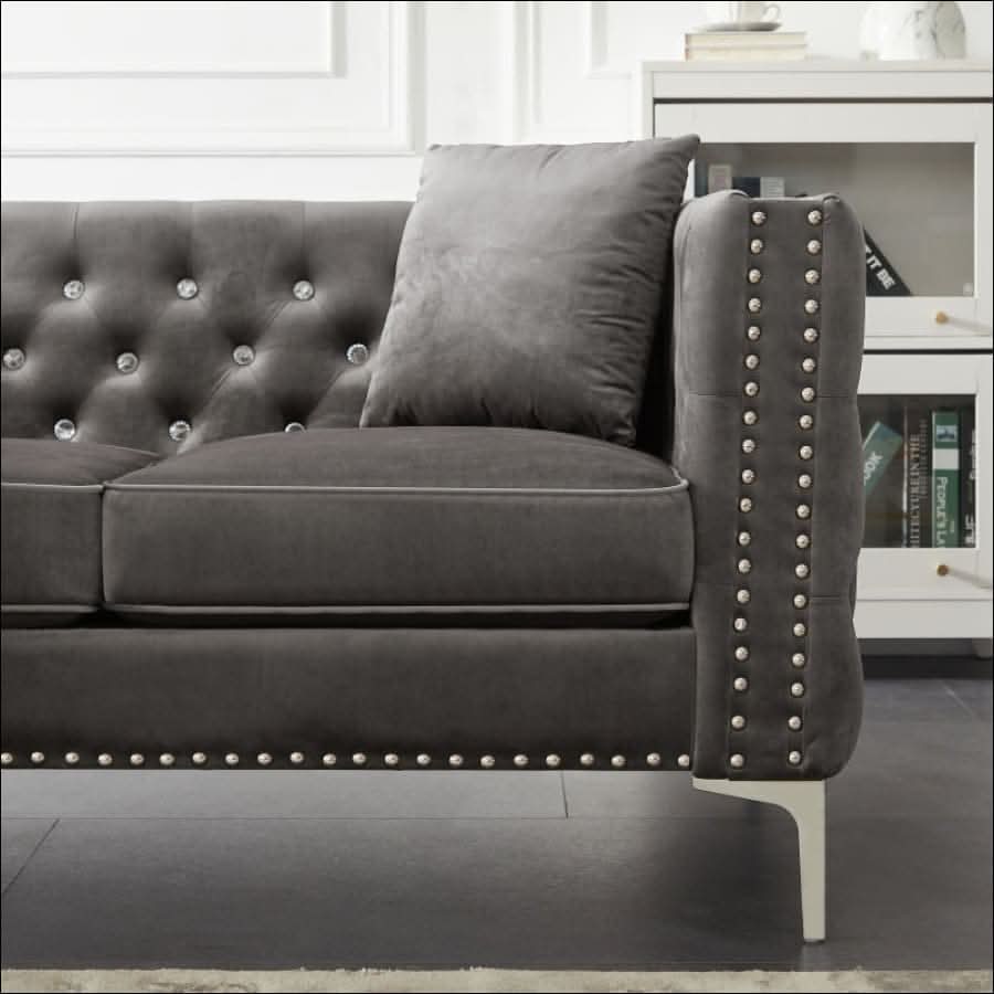 sofa - Two Piece Modern Velvet Living Room Set with Sofa and Loveseat - hausgem