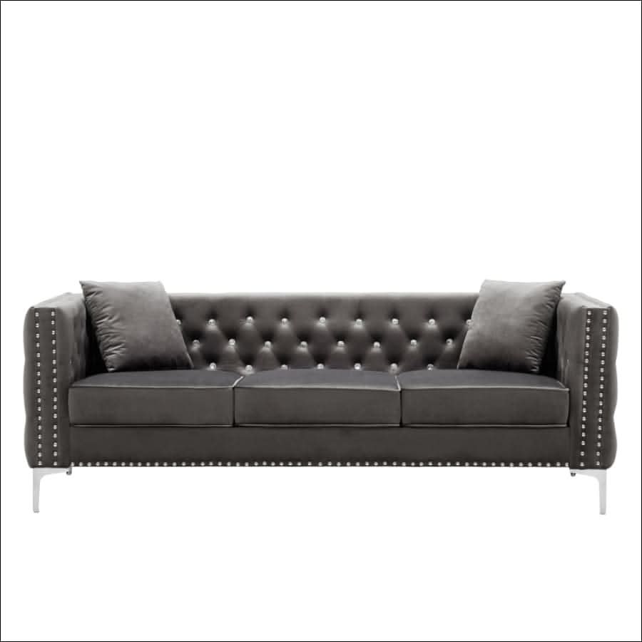 sofa - Two Piece Modern Velvet Living Room Set with Sofa and Loveseat - hausgem