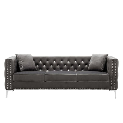 sofa - Two Piece Modern Velvet Living Room Set with Sofa and Loveseat - hausgem